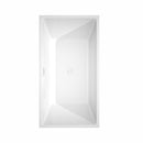 Wyndham Sara 59" Soaking Bathtub in White with Shiny White Trim and Floor Mounted Faucet in Brushed Gold WCBTK151459SWATPGD