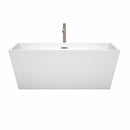 Wyndham Sara 63" Soaking Bathtub in White Brushed Nickel Trim and Brushed Nickel Floor Mounted Faucet WCBTK151463ATP11BN