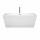 Wyndham Sara 63" Freestanding Bathtub in White with Floor Mounted Faucet Drain and Overflow Trim in Polished Chrome WCBTK151463ATP11PC