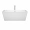 Wyndham Sara 63" Freestanding Bathtub in White with Floor Mounted Faucet Drain and Overflow Trim in Polished Chrome WCBTK151463ATP11PC