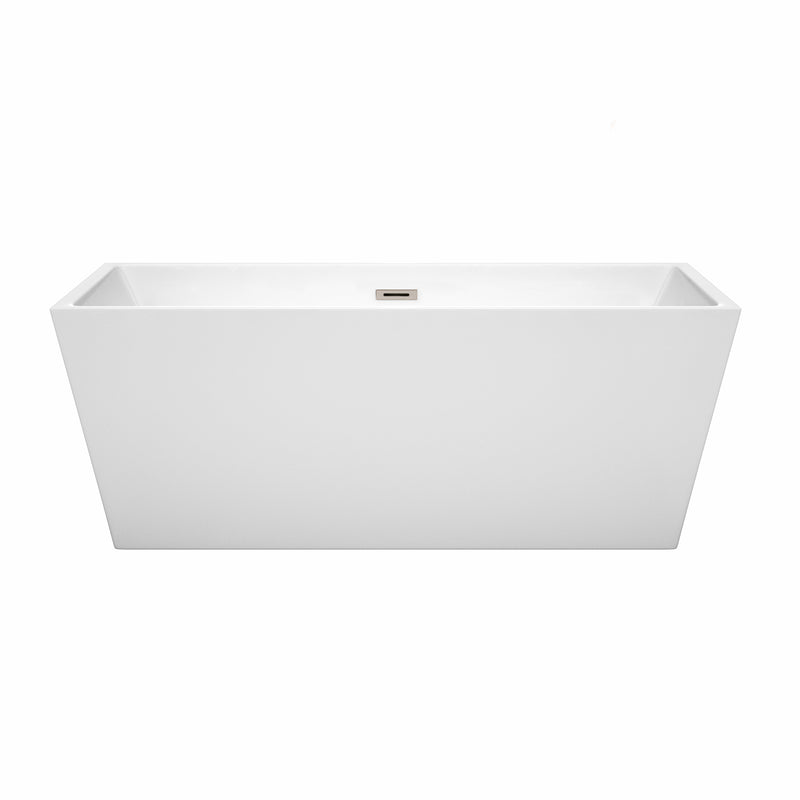 Wyndham Sara 63" Soaking Bathtub in White with Brushed Nickel Trim WCBTK151463BNTRIM