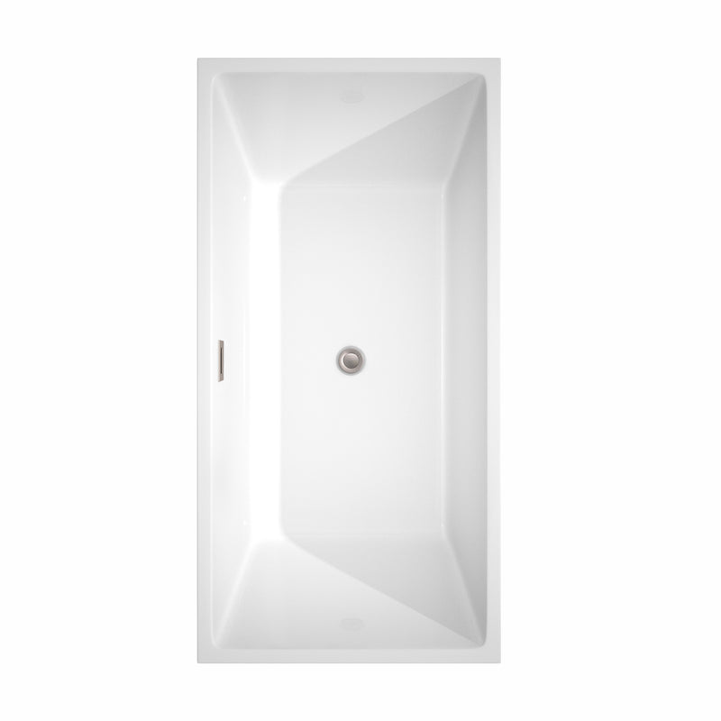 Wyndham Sara 63" Soaking Bathtub in White with Brushed Nickel Trim WCBTK151463BNTRIM