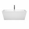 Wyndham Sara 63" Soaking Bathtub in White with Polished Chrome Trim and Floor Mounted Faucet in Matte Black WCBTK151463PCATPBK