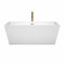 Wyndham Sara 63" Soaking Bathtub in White with Polished Chrome Trim and Floor Mounted Faucet in Brushed Gold WCBTK151463PCATPGD