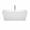 Wyndham Sara 63" Soaking Bathtub in White with Shiny White Trim and Floor Mounted Faucet in Brushed Gold WCBTK151463SWATPGD