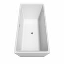 Wyndham Sara 67" Soaking Bathtub in White with Polished Chrome Trim and Floor Mounted Faucet in Brushed Gold WCBTK151467PCATPGD