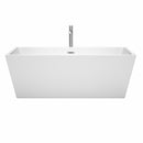 Wyndham Sara 67" Freestanding Bathtub in White with Floor Mounted Faucet Drain and Overflow Trim in Polished Chrome WCBTK151467ATP11PC