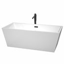 Wyndham Sara 67" Soaking Bathtub In White With Floor Mounted Faucet Drain And Overflow Trim In Matte Black WCBTK151467MBATPBK