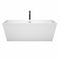 Wyndham Sara 67" Soaking Bathtub in White with Polished Chrome Trim and Floor Mounted Faucet in Matte Black WCBTK151467PCATPBK