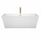 Wyndham Sara 67" Soaking Bathtub in White with Polished Chrome Trim and Floor Mounted Faucet in Brushed Gold WCBTK151467PCATPGD