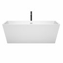 Wyndham Sara 67" Soaking Bathtub in White with Shiny White Trim and Floor Mounted Faucet in Matte Black WCBTK151467SWATPBK