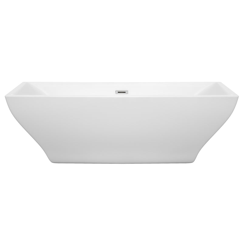 Wyndham Maryam 71" Freestanding Bathtub in White with Polished Chrome Drain and Overflow Trim WCBTK151871