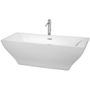 Wyndham Maryam 71" Freestanding Bathtub In White With Floor Mounted Faucet Drain And Overflow Trim In Polished Chrome WCBTK151871ATP11PC