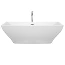 Wyndham Maryam 71" Freestanding Bathtub in White with Floor Mounted Faucet Drain and Overflow Trim in Polished Chrome WCBTK151871ATP11PC