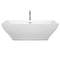 Wyndham Maryam 71" Freestanding Bathtub in White with Floor Mounted Faucet Drain and Overflow Trim in Polished Chrome WCBTK151871ATP11PC