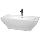 Wyndham Maryam 71" Soaking Bathtub In White With Polished Chrome Trim And Floor Mounted Faucet In Matte Black WCBTK151871PCATPBK