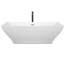 Wyndham Maryam 71" Soaking Bathtub in White with Polished Chrome Trim and Floor Mounted Faucet in Matte Black WCBTK151871PCATPBK