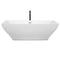 Wyndham Maryam 71" Soaking Bathtub in White with Polished Chrome Trim and Floor Mounted Faucet in Matte Black WCBTK151871PCATPBK