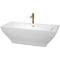 Wyndham Maryam 71" Soaking Bathtub In White With Polished Chrome Trim And Floor Mounted Faucet In Brushed Gold WCBTK151871PCATPGD