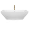 Wyndham Maryam 71" Soaking Bathtub in White with Shiny White Trim and Floor Mounted Faucet in Brushed Gold WCBTK151871SWATPGD