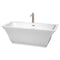 Wyndham Galina 67" Soaking Bathtub In White Brushed Nickel Trim And Brushed Nickel Floor Mounted Faucet WCBTK151967ATP11BN