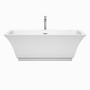 Wyndham Galina 67" Freestanding Bathtub in White with Floor Mounted Faucet Drain and Overflow Trim in Polished Chrome WCBTK151967ATP11PC