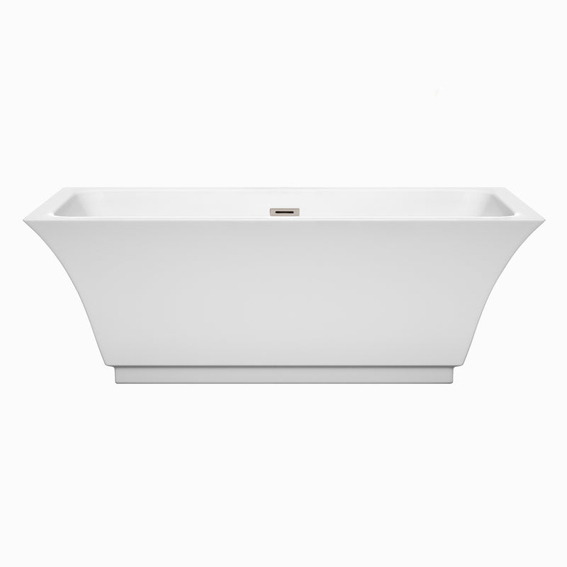 Wyndham Galina 67" Soaking Bathtub in White with Brushed Nickel Trim WCBTK151967BNTRIM