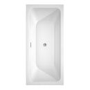 Wyndham Galina 67" Soaking Bathtub in White Brushed Nickel Trim and Brushed Nickel Floor Mounted Faucet WCBTK151967ATP11BN