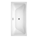 Wyndham Galina 67" Soaking Bathtub in White with Floor Mounted Faucet Drain and Overflow Trim in Matte Black WCBTK151967MBATPBK