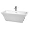 Wyndham Galina 67" Soaking Bathtub In White With Polished Chrome Trim And Floor Mounted Faucet In Matte Black WCBTK151967PCATPBK