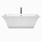 Wyndham Galina 67" Soaking Bathtub in White with Polished Chrome Trim and Floor Mounted Faucet in Matte Black WCBTK151967PCATPBK