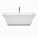 Wyndham Galina 67" Soaking Bathtub in White with Polished Chrome Trim and Floor Mounted Faucet in Brushed Gold WCBTK151967PCATPGD