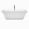 Wyndham Galina 67" Soaking Bathtub in White with Polished Chrome Trim and Floor Mounted Faucet in Brushed Gold WCBTK151967PCATPGD