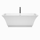 Wyndham Galina 67" Soaking Bathtub in White with Shiny White Trim and Floor Mounted Faucet in Matte Black WCBTK151967SWATPBK