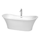 Wyndham Bolera 71" Soaking Bathtub In White Polished Chrome Trim And Polished Chrome Floor Mounted Faucet WCBTK152871ATP11PC