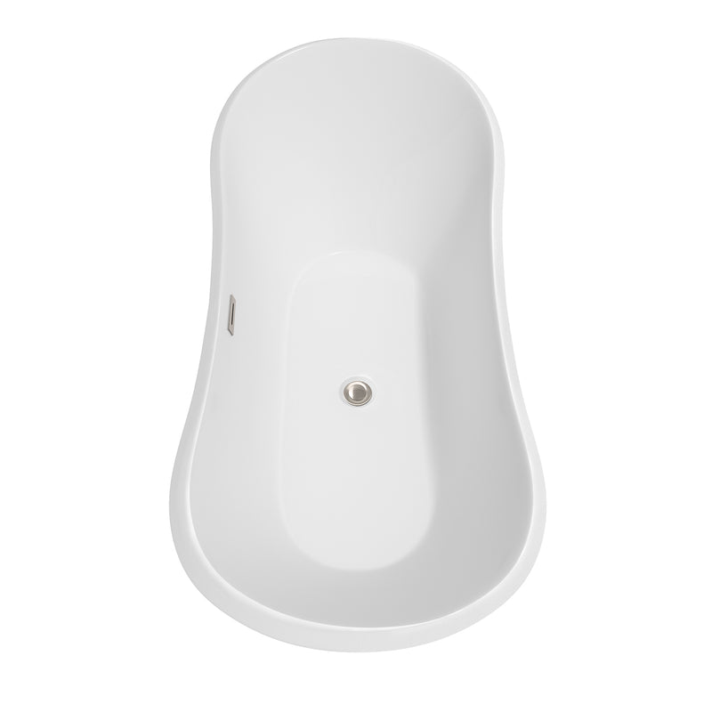 Wyndham Bolera 71" Soaking Bathtub in White with Brushed Nickel Trim WCBTK152871BNTRIM