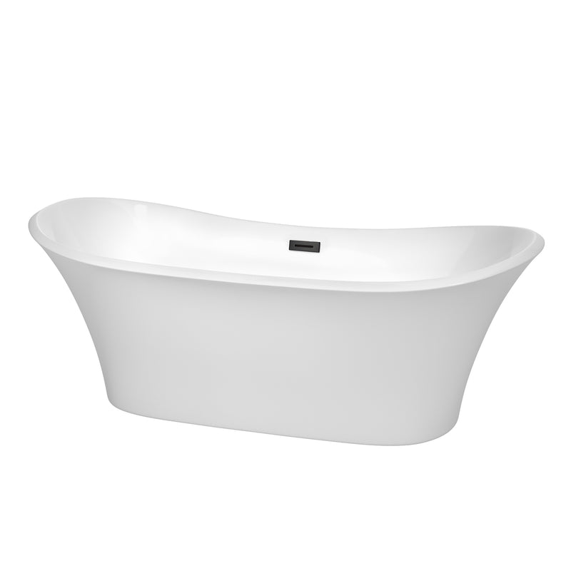 Wyndham Bolera 71" Soaking Bathtub In White With Matte Black Trim WCBTK152871MBTRIM