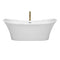 Wyndham Bolera 71" Soaking Bathtub in White with Polished Chrome Trim and Floor Mounted Faucet in Brushed Gold WCBTK152871PCATPGD