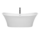 Wyndham Bolera 71" Soaking Bathtub in White with Shiny White Trim and Floor Mounted Faucet in Matte Black WCBTK152871SWATPBK