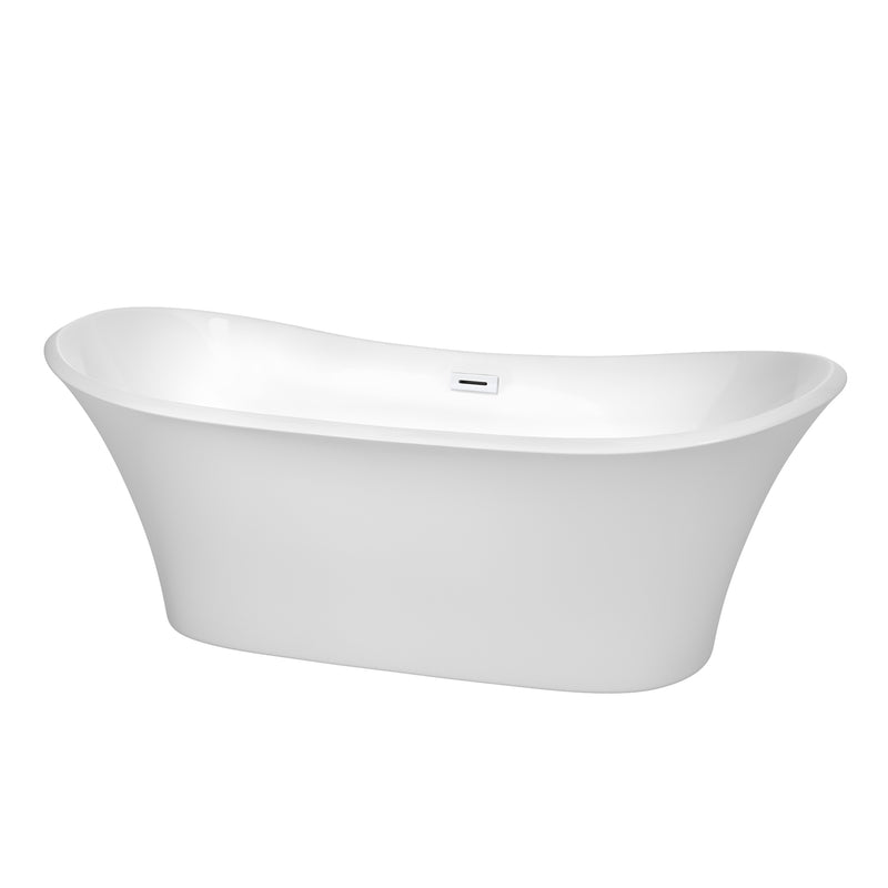 Wyndham Bolera 71" Soaking Bathtub In White With Shiny White Trim WCBTK152871SWTRIM