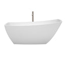 Wyndham Antigua 67" Soaking Bathtub in White Brushed Nickel Trim and Brushed Nickel Floor Mounted Faucet WCBTK153367ATP11BN