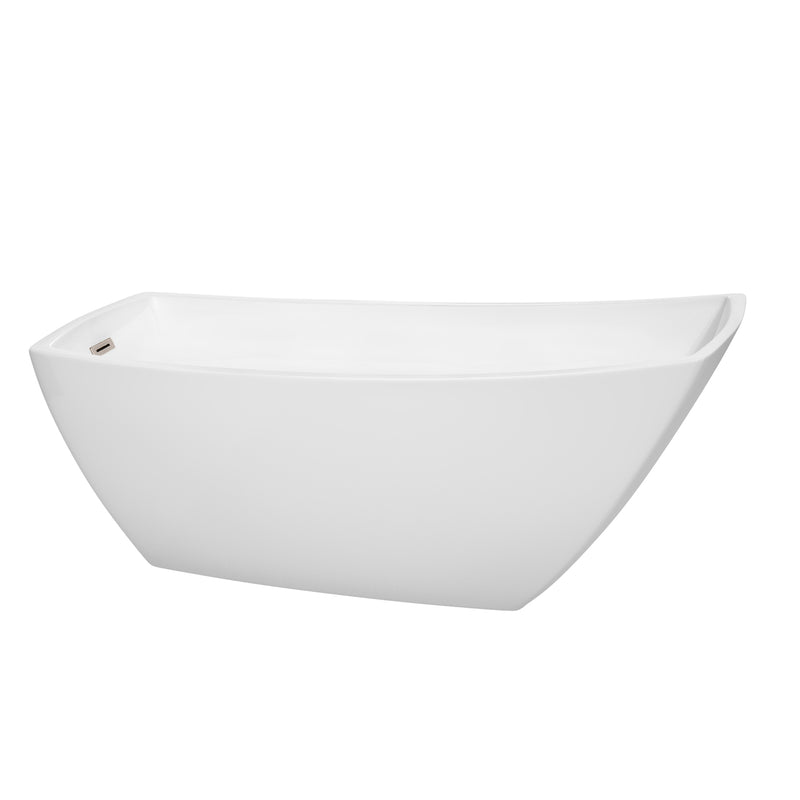 Wyndham Antigua 67" Soaking Bathtub In White With Brushed Nickel Trim WCBTK153367BNTRIM