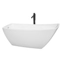 Wyndham Antigua 67" Soaking Bathtub In White With Shiny White Trim And Floor Mounted Faucet In Matte Black WCBTK153367SWATPBK