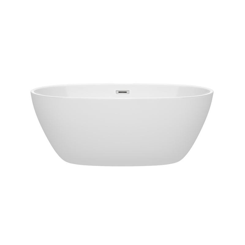 Wyndham Juno 59" Soaking Bathtub in White with Polished Chrome Trim WCBTK156159