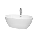 Wyndham Juno 59" Soaking Bathtub In White Polished Chrome Trim And Polished Chrome Floor Mounted Faucet WCBTK156159ATP11PC