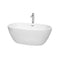 Wyndham Juno 59" Soaking Bathtub In White Polished Chrome Trim And Polished Chrome Floor Mounted Faucet WCBTK156159ATP11PC