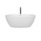 Wyndham Juno 59" Soaking Bathtub in White with Shiny White Trim and Floor Mounted Faucet in Matte Black WCBTK156159SWATPBK