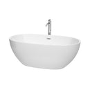 Wyndham Juno 63" Soaking Bathtub In White Polished Chrome Trim And Polished Chrome Floor Mounted Faucet WCBTK156163ATP11PC