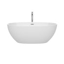 Wyndham Juno 63" Soaking Bathtub in White Polished Chrome Trim and Polished Chrome Floor Mounted Faucet WCBTK156163ATP11PC