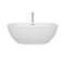 Wyndham Juno 63" Soaking Bathtub in White Polished Chrome Trim and Polished Chrome Floor Mounted Faucet WCBTK156163ATP11PC